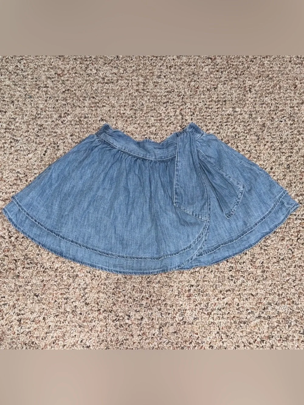 Bundle of GAP Girls Navy Floral Skort & Light Blue Denim Skirt Set- M